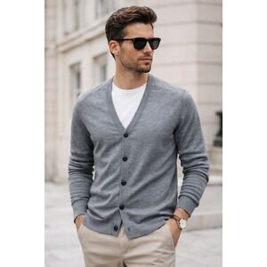 Express Merino Wool Blend Cardigan 5 Button Academia Old Money Dad Grandpa XL